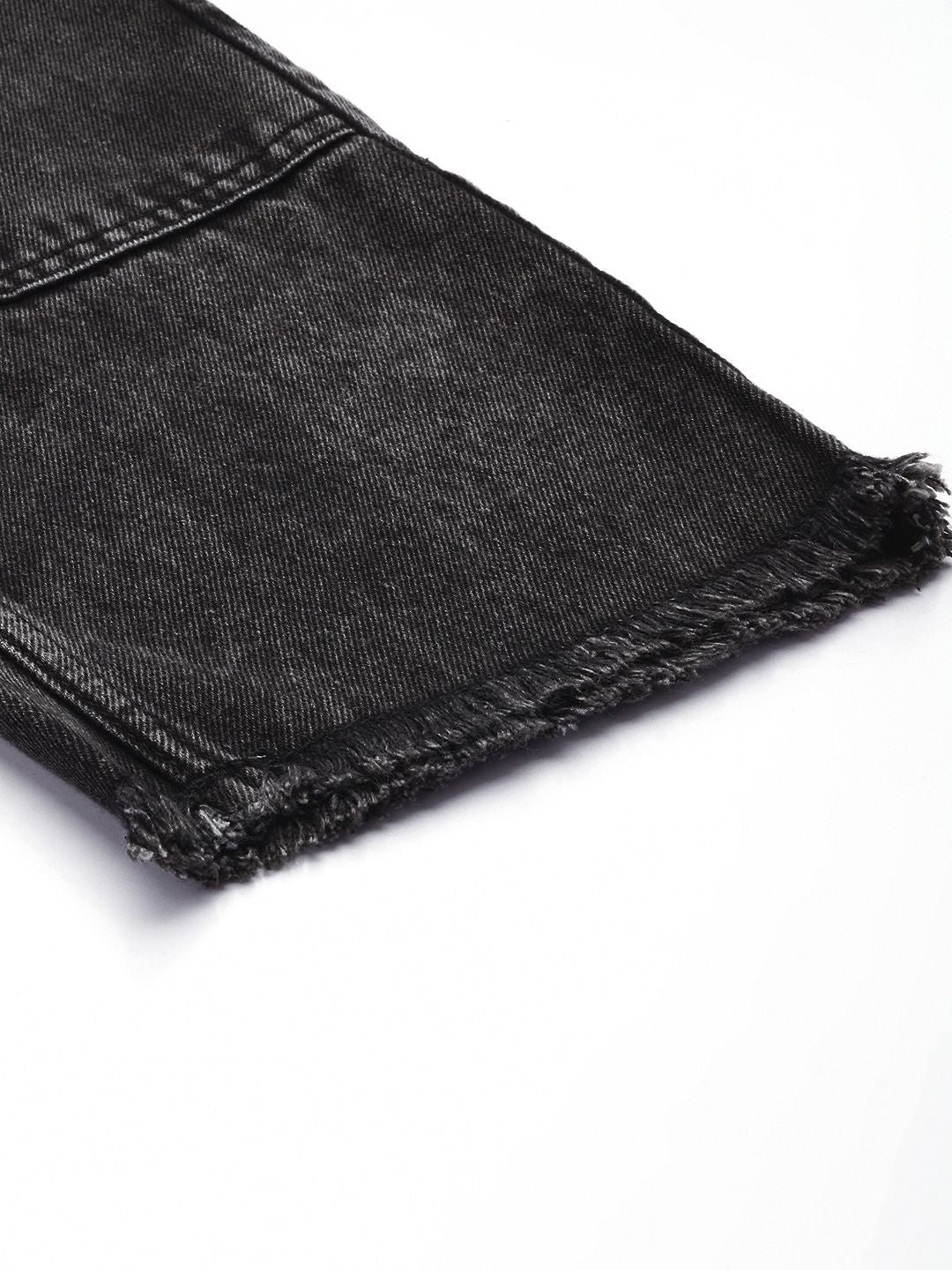 Men's Black Vintage Straight Fit Distressed Jeans