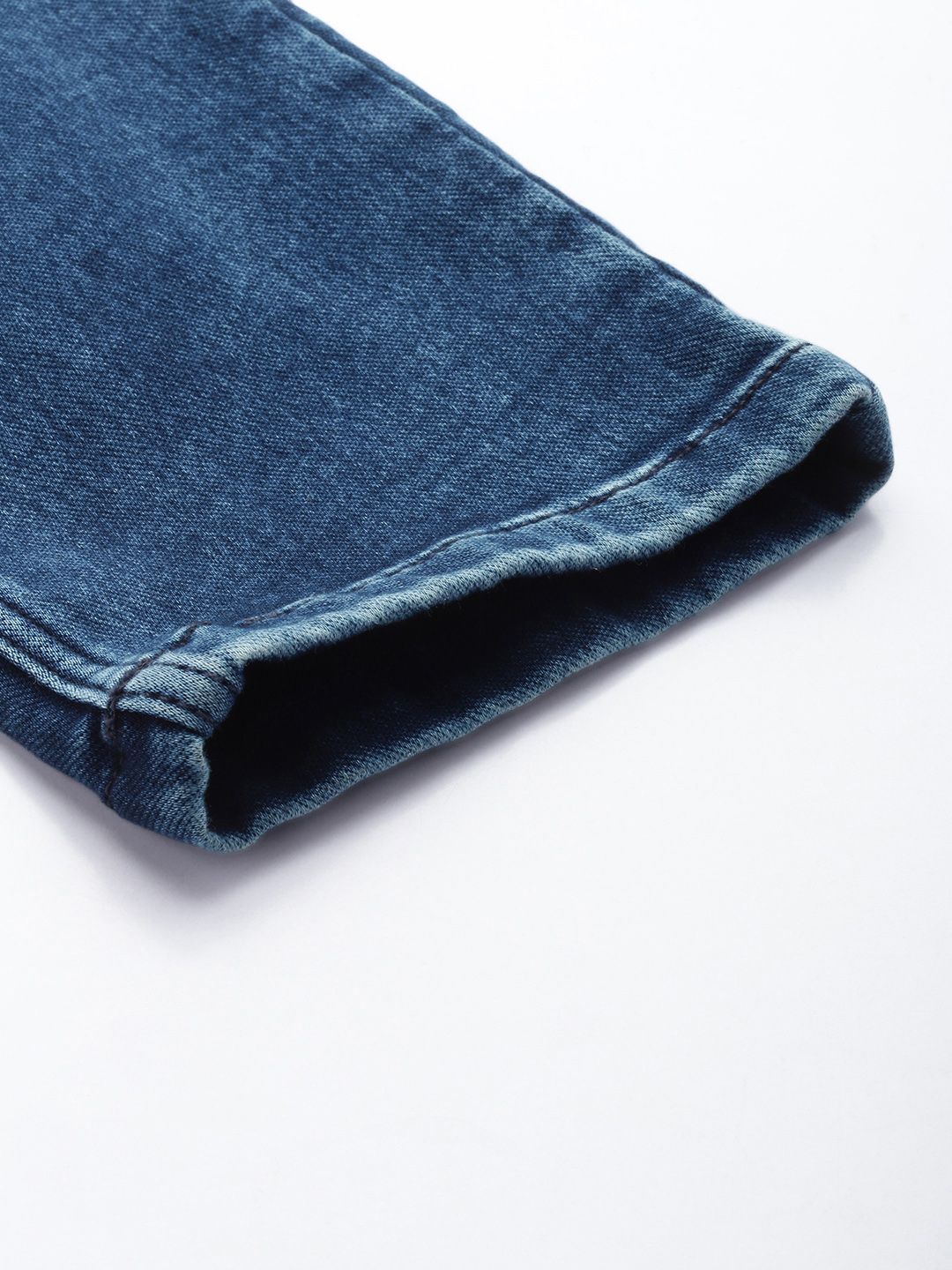 Men's Blue Regular Fit Solid Denim Joggers