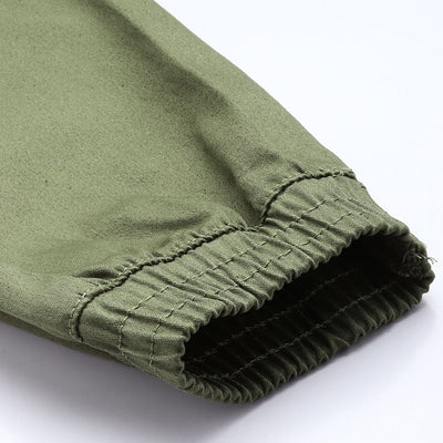 Men's Green Regular Fit Solid Utility Cargo Jogger