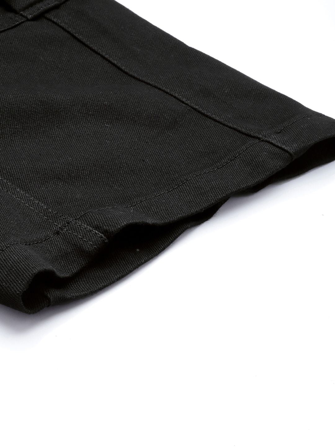 Men's Black Wide Leg Solid Convertible Cargo Jeans