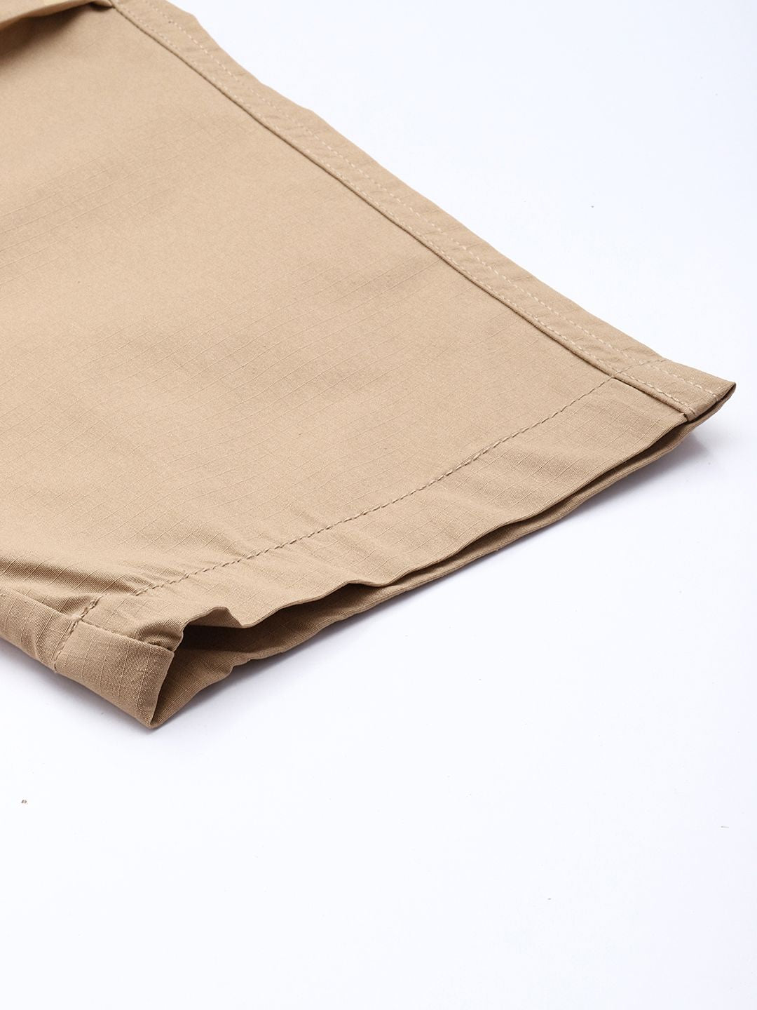 Men's Khaki Tapered Fit Textured Cargos
