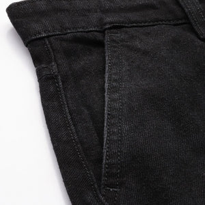 Men's Black Relaxed Fit Solid Cargo Jeans