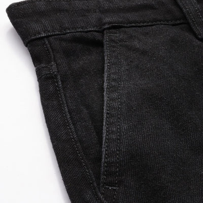 Men's Black Relaxed Fit Solid Cargo Jeans