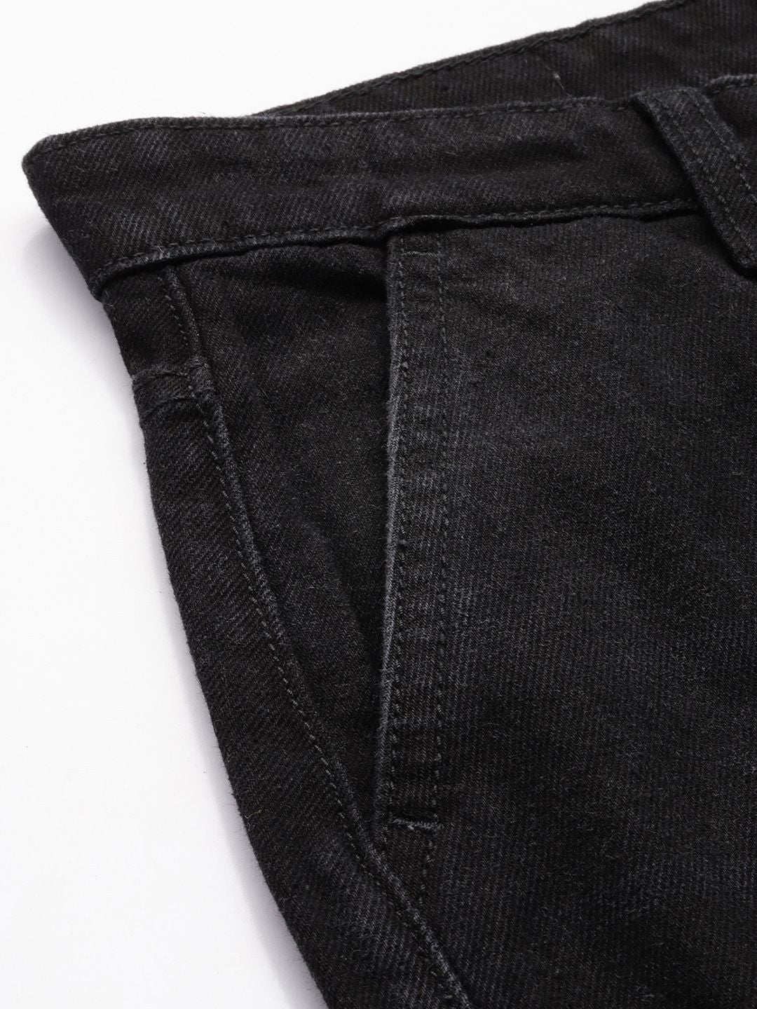 Men's Black Relaxed Fit Solid Cargo Jeans