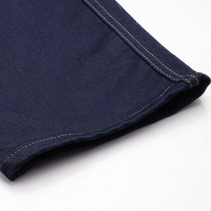 Men's Blue Relaxed Fit Solid Stretchable Denim Cargo Joggers