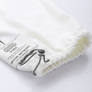 Men's White Relaxed Fit Textured Baggy Joggers