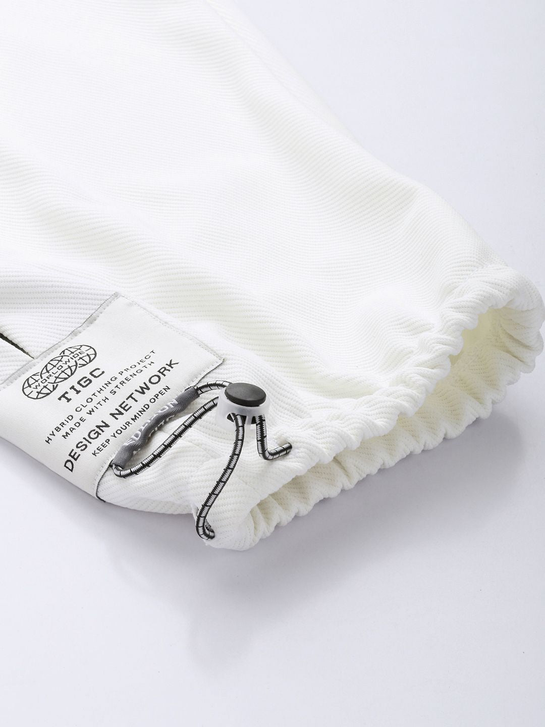 Men's White Relaxed Fit Textured Baggy Joggers