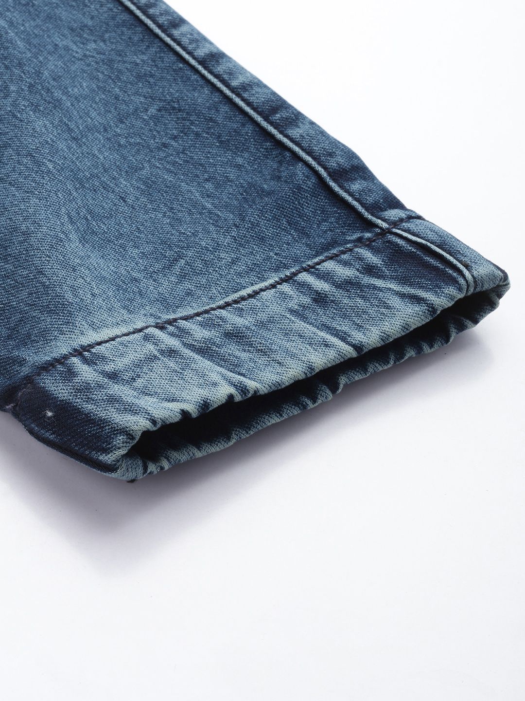 Men's Blue Regular Fit Solid Stretchable Denim Cargo Joggers