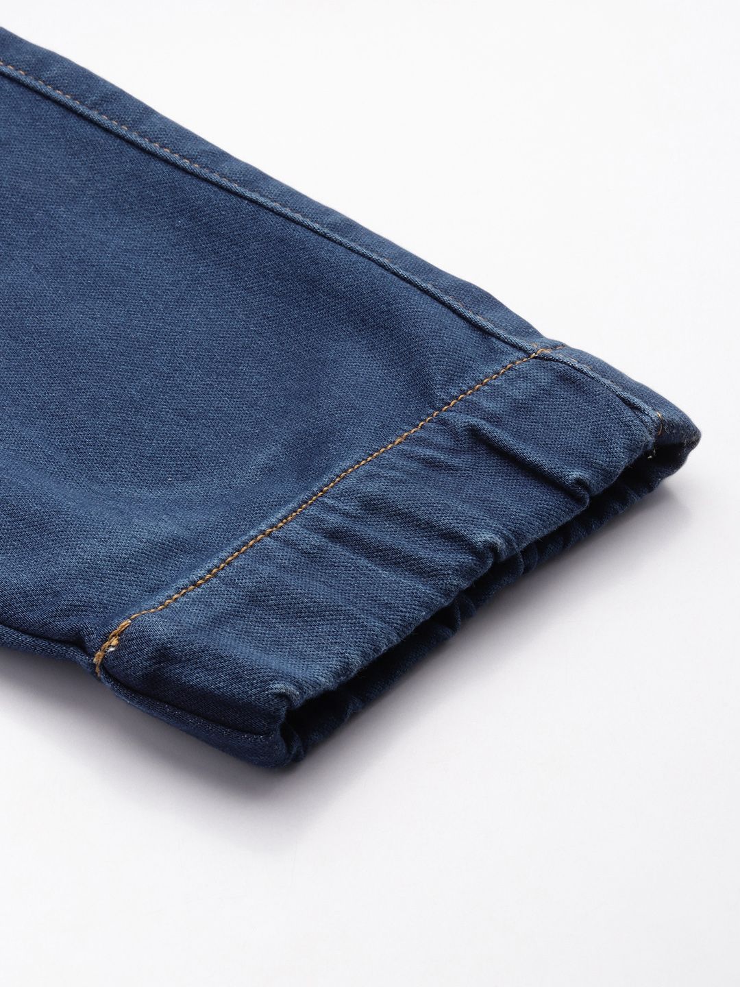 Men's Blue Regular Fit Solid Stretchable Denim Cargo Joggers