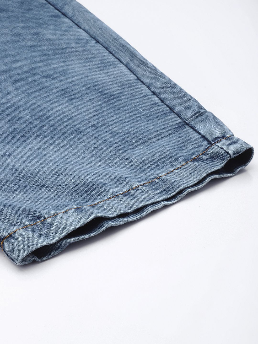 Men's Blue Loose Solid Denim Cargo Harem Pants