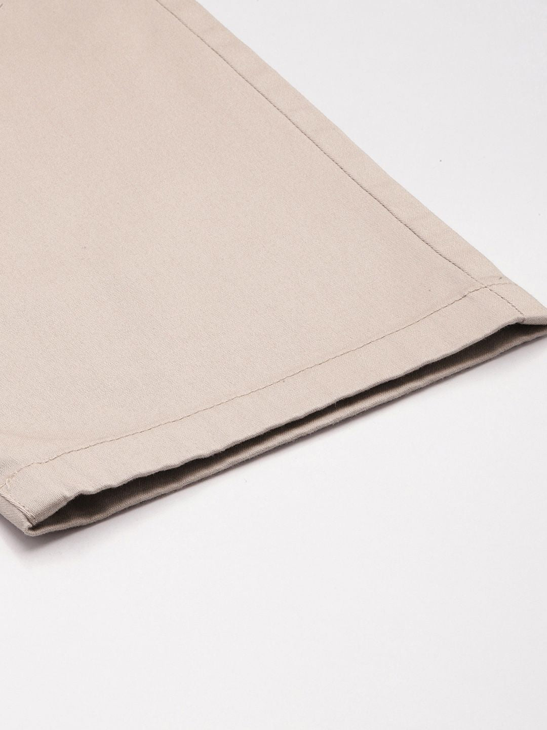 Men's Beige Regular Fit Solid Chinos
