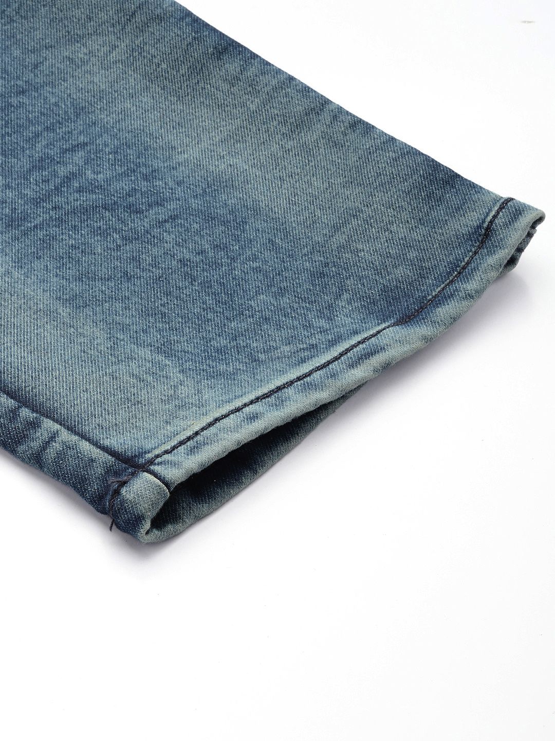 Men's Blue Relaxed Fit Solid Denim Joggers