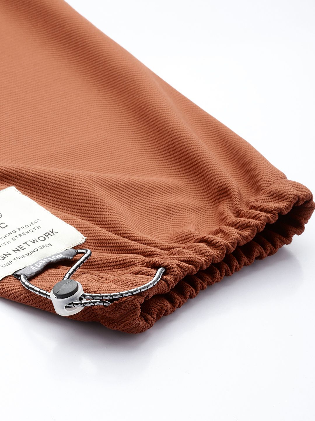 Men's Brown Relaxed Fit Textured Baggy Joggers