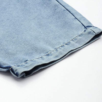 Men's Blue Loose Solid Denim Cargo Harem Pants