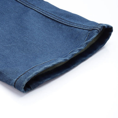 Men's Blue Relaxed Fit Solid Stretchable Denim Cargo Joggers
