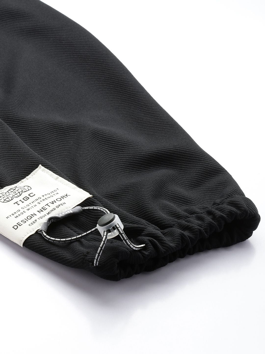 Men's Black Relaxed Fit Textured Baggy Joggers