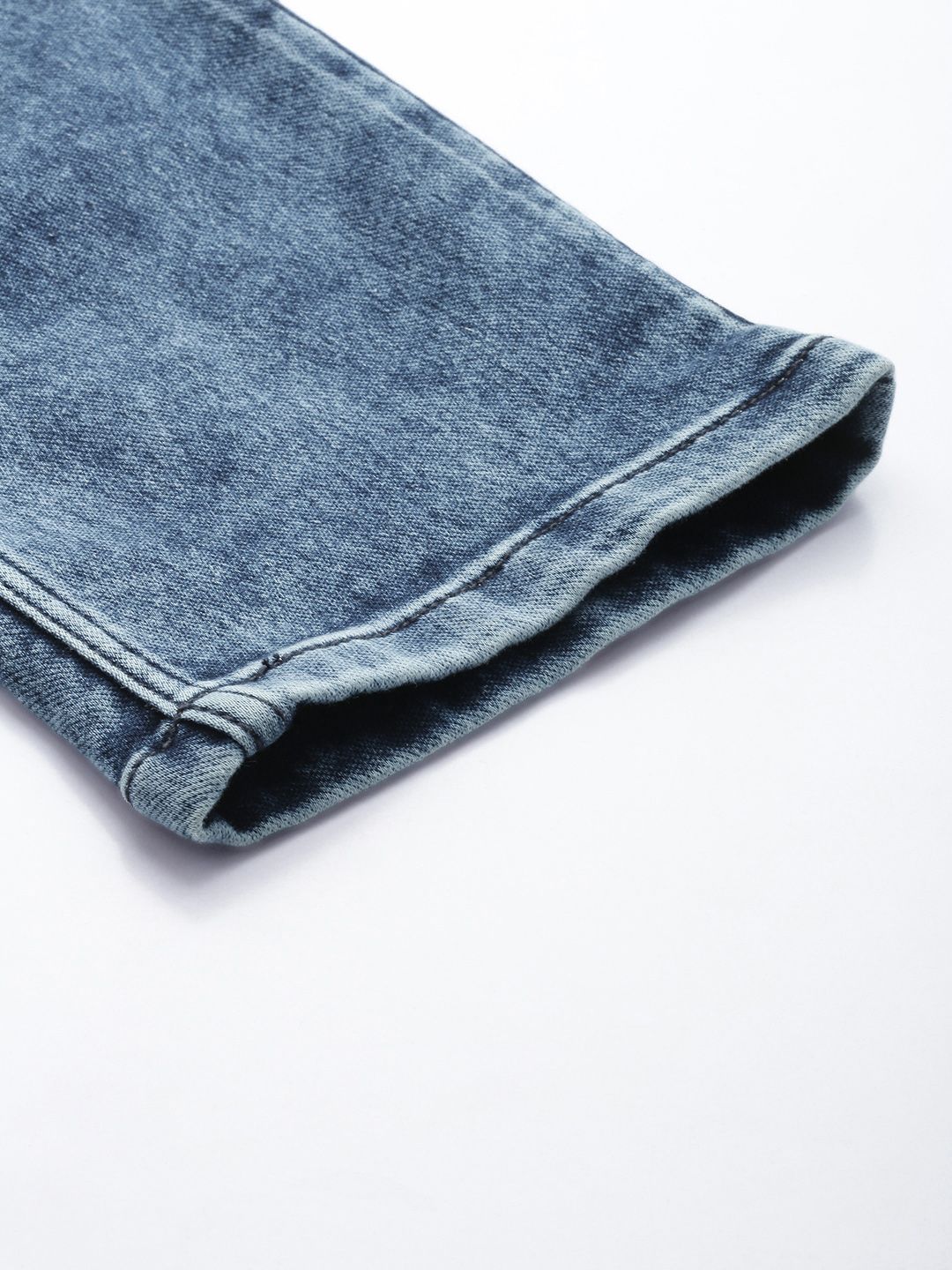 Men's Blue Regular Fit Solid Denim Joggers