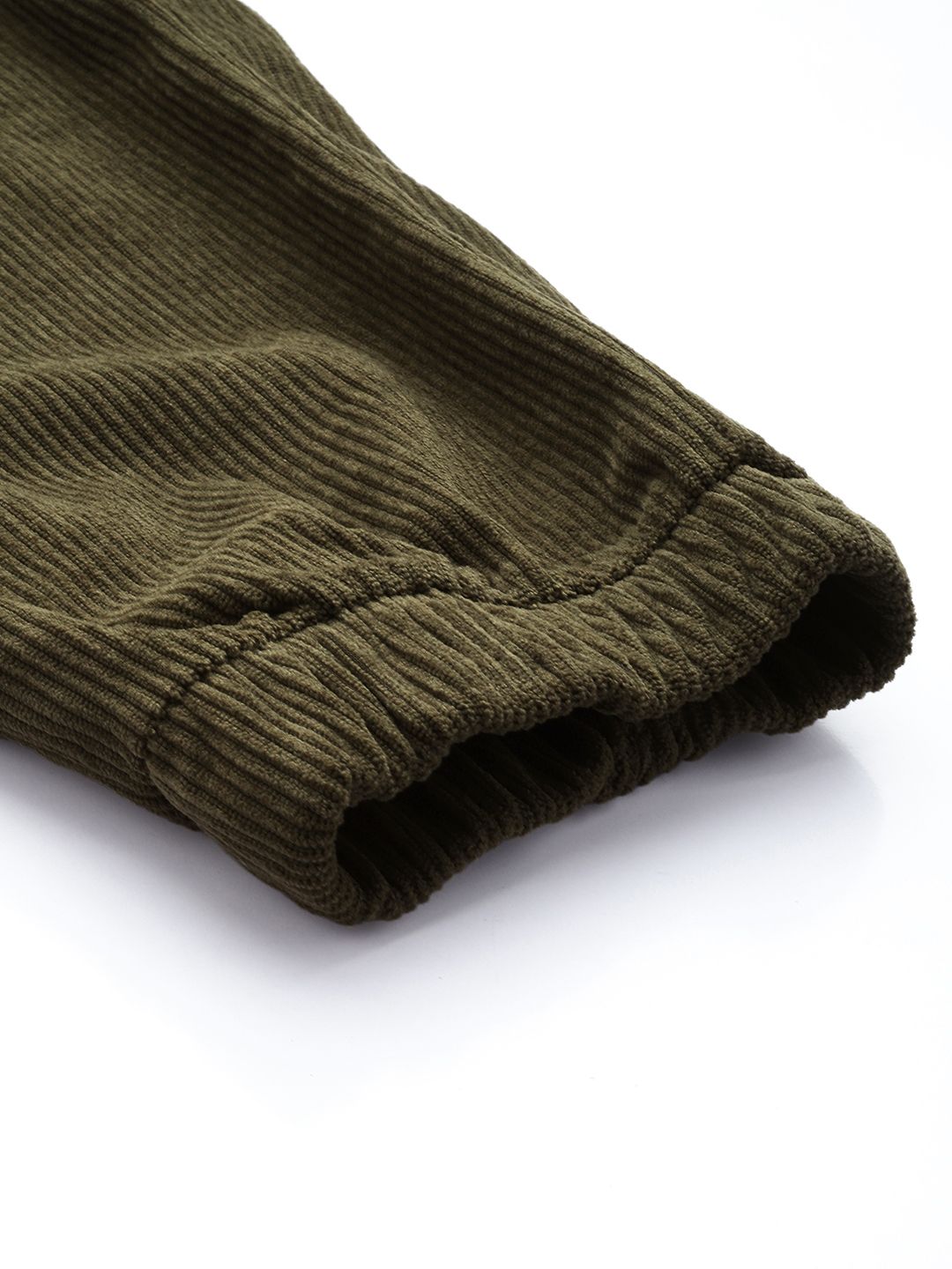 Men's Olive Relaxed Fit Textured Corduroy Loose Joggers