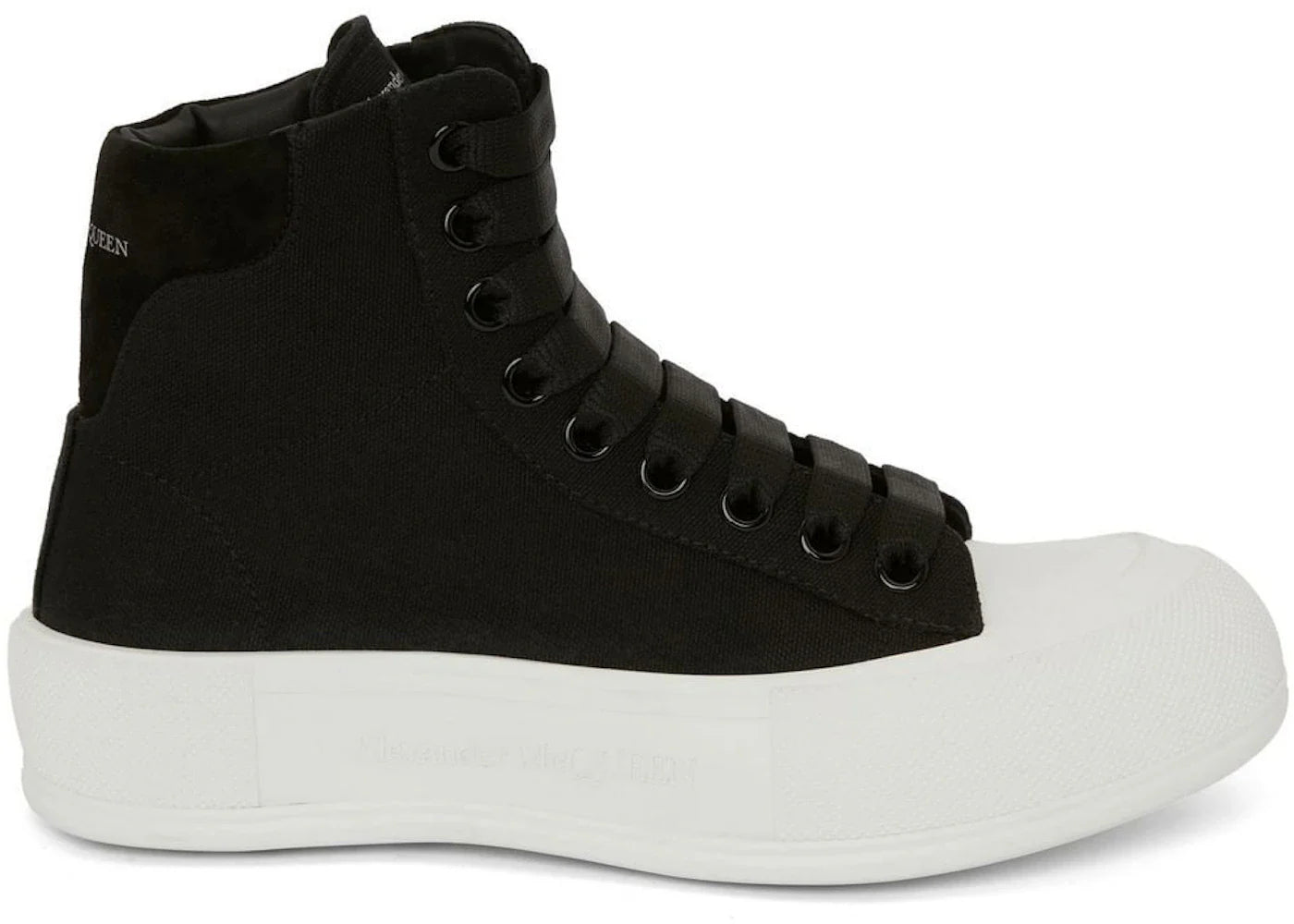 Alexander Mcqueen Deck Plimsoll High Top Sneaker Black White (Women'S)