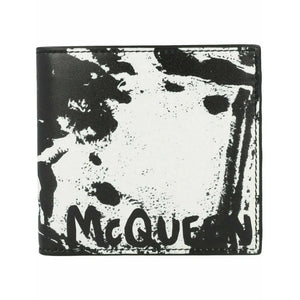 Alexander Mcqueen Graffiti Logo Bi-Fold Wallet Black/White