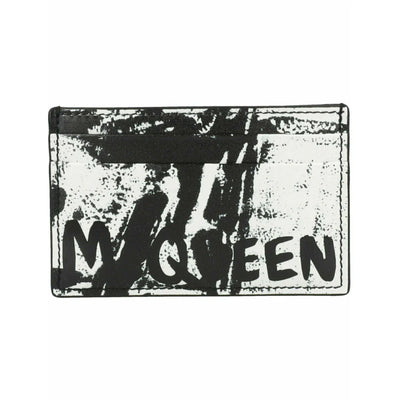 Alexander Mcqueen Graffiti Logo Card Holder Black/White