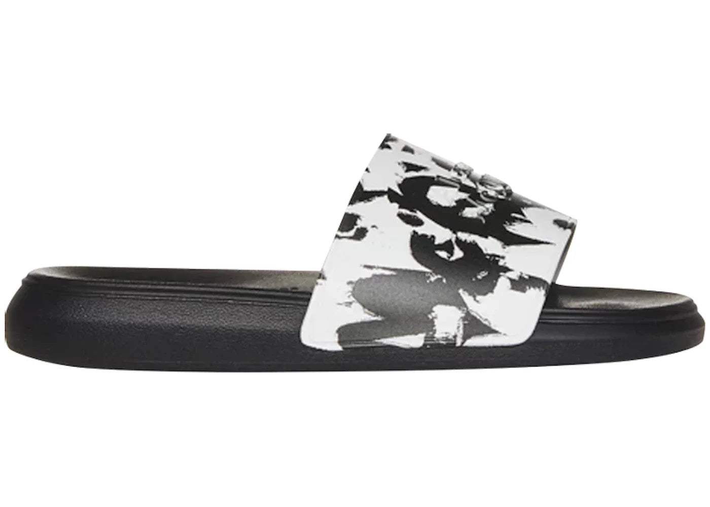 Alexander Mcqueen Graffiti Pool Slide Black White