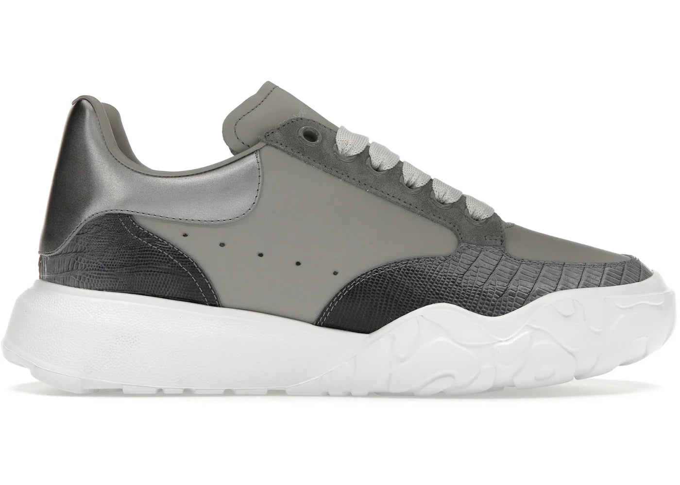 Alexander Mcqueen Oversized Court Trainer Grey Silver Navy White