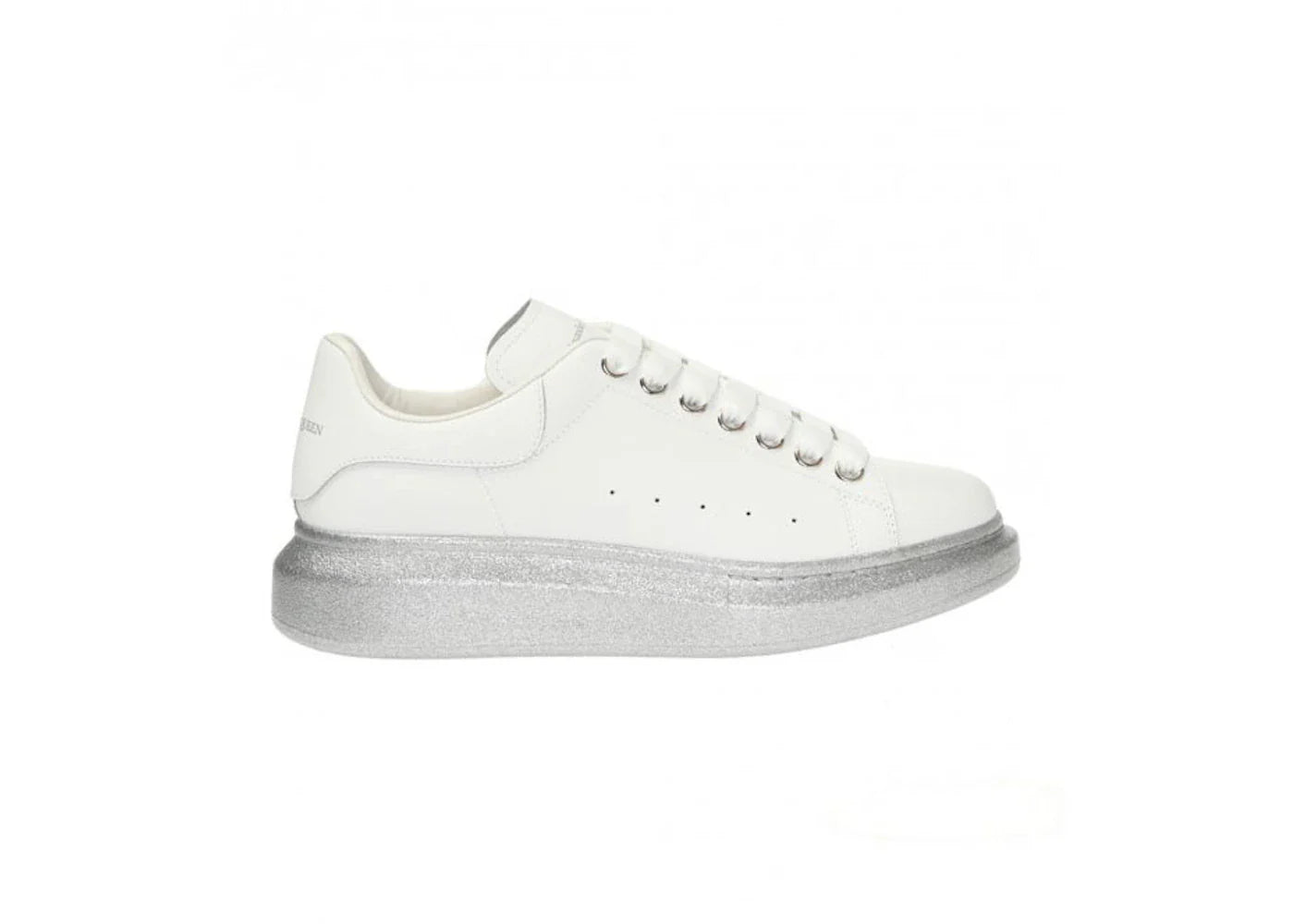 Alexander Mcqueen Oversized White Silver Glitter Sole (Women'S)
