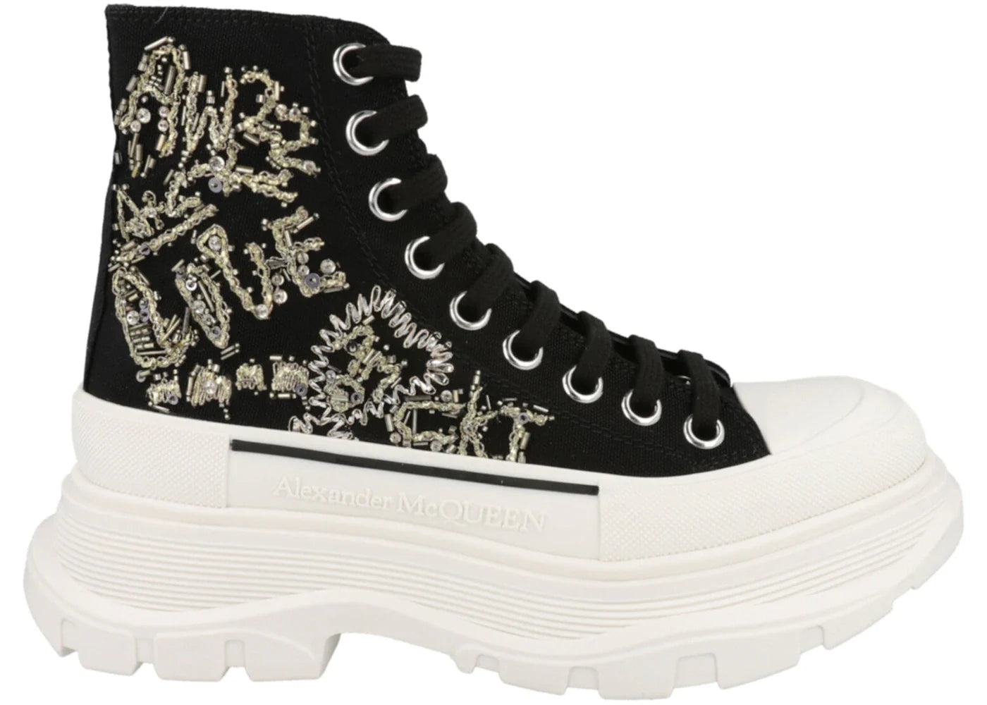 Alexander Mcqueen Tread Slick Boot Black Multi Crystal (Women'S)