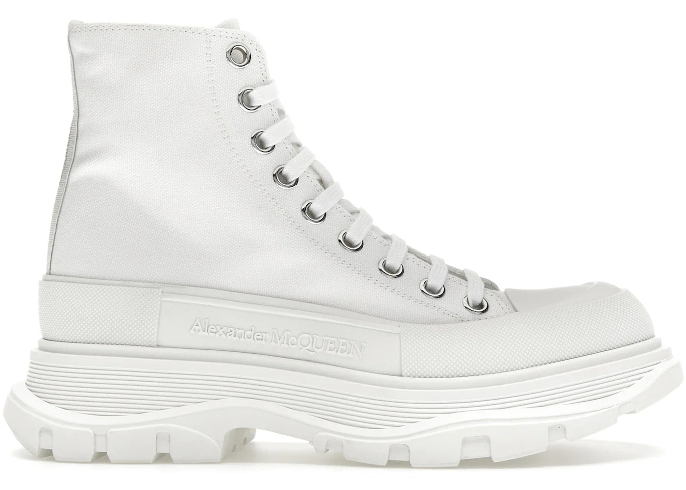 Alexander Mcqueen Tread Slick Boot Canvas White White (Women'S)