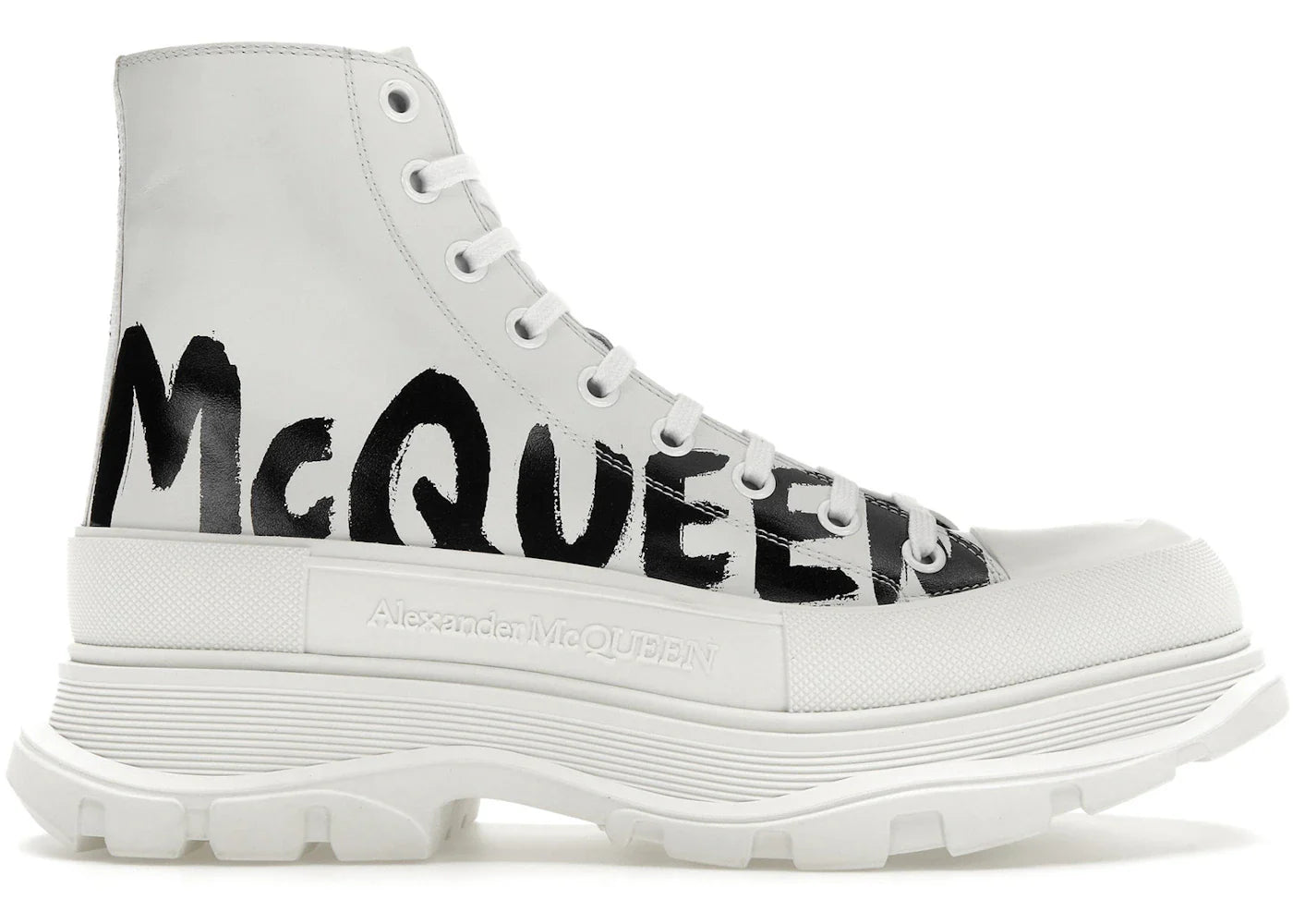 Alexander Mcqueen Tread Slick Boot Graffiti Optic White