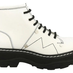 Alexander Mcqueen Tread Slick Lace Up Boot Ivory Black (Women'S)