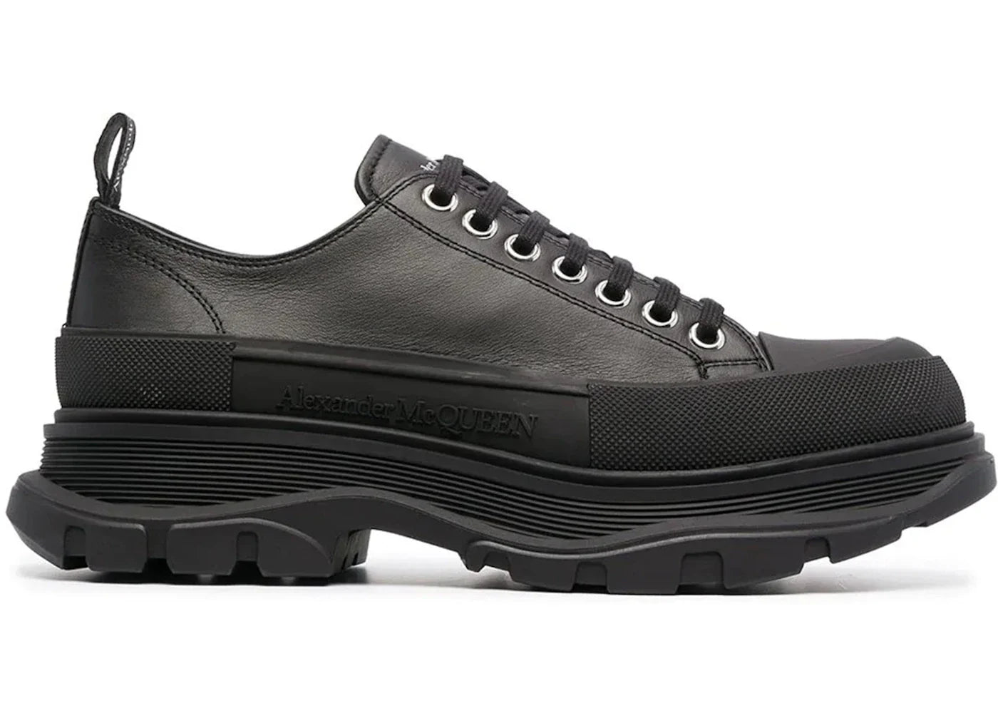 Alexander Mcqueen Tread Slick Low Lace Up Leather Triple Black