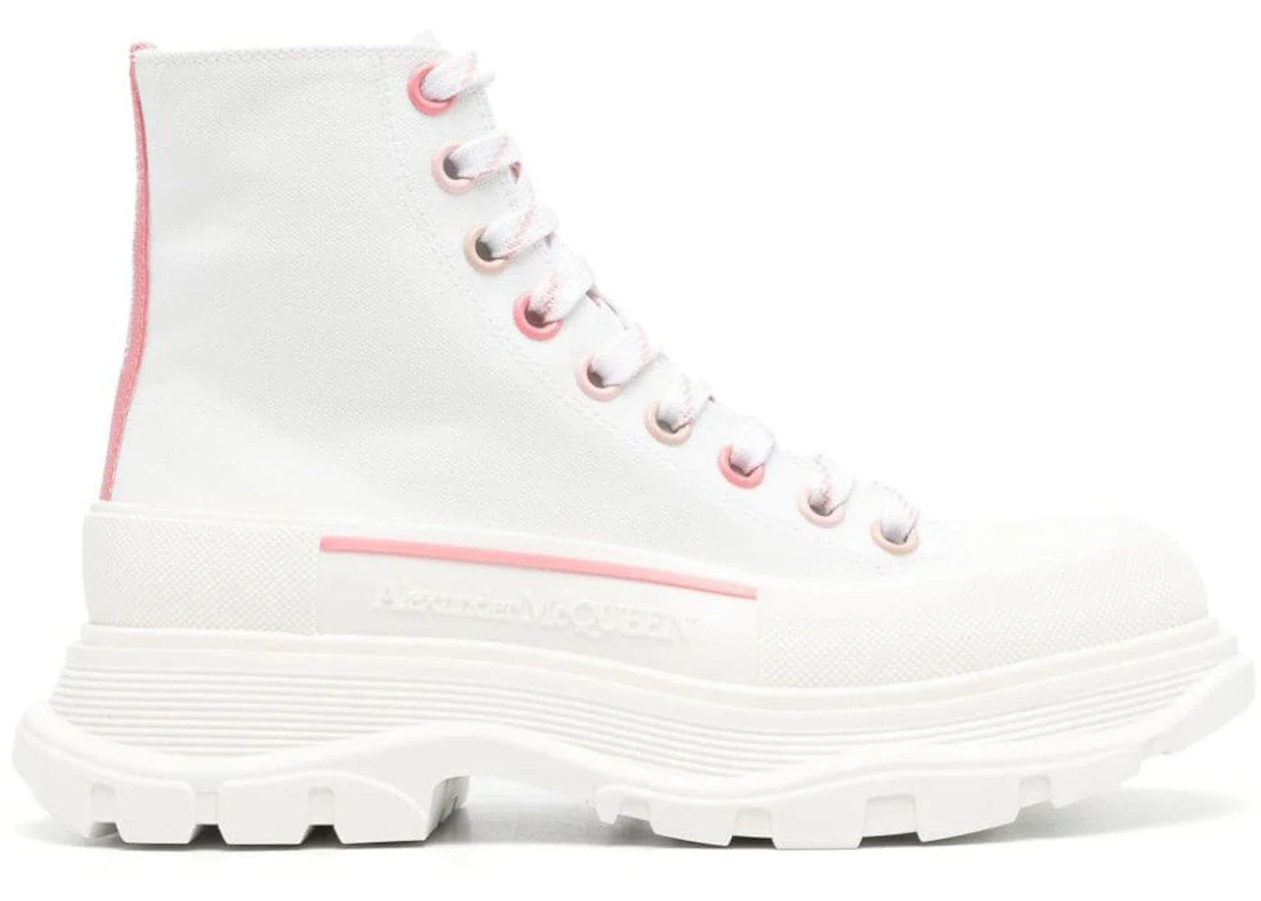 Alexander Mcqueen Tread Slick Low Lace Up White Pink (Women'S)
