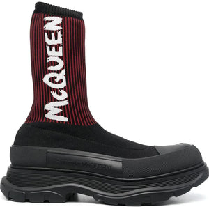 Alexander Mcqueen Tread Slick Sock Boot Black Red