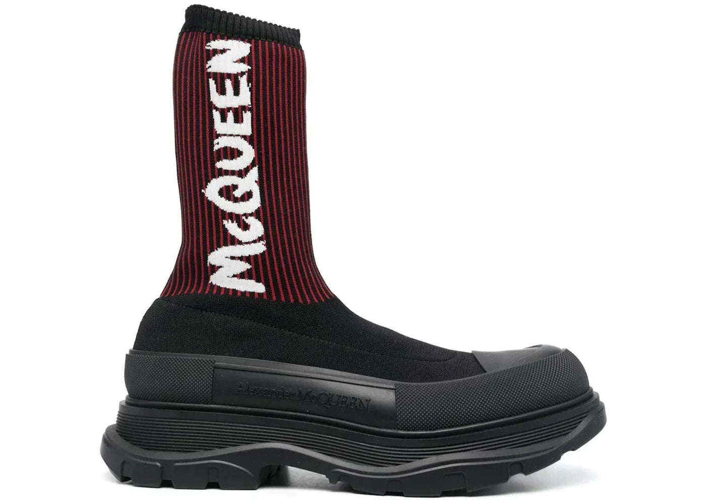 Alexander Mcqueen Tread Slick Sock Boot Black Red