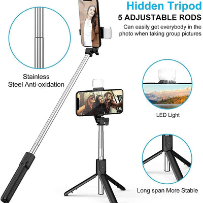 All-in-One Wireless Bluetooth Selfie Stick Tripod