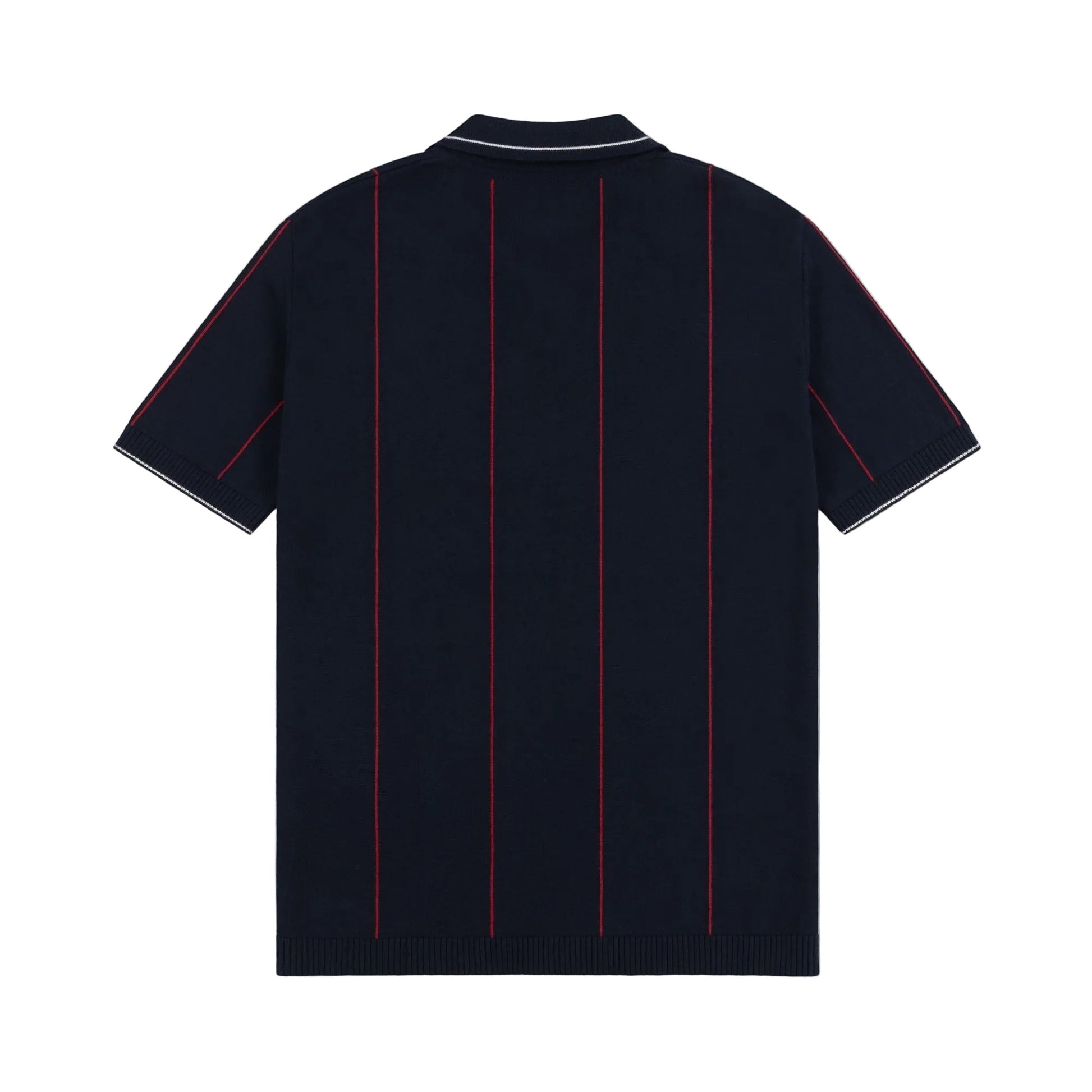 Alma De Ace Stripe Knit Navy Blue Polo Shirt