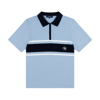 Alma De Ace Notu Knitted Blue Polo Shirt