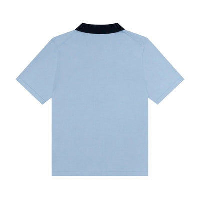 Alma De Ace Notu Knitted Blue Polo Shirt