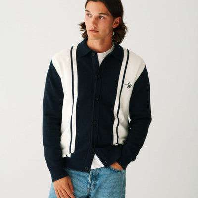 Alma De Ace Adoria Knitted Navy Cream Shirt