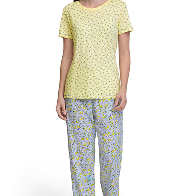 Full Length Pyjama Bottom - Lemon Leaf Pr