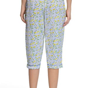 Capri Length Pyjama Bottom - Lemon Leaf Pr