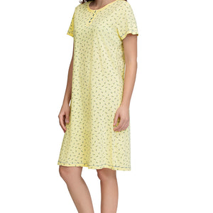 Knee-Length Sleep Dress - Ditsy Floral Pr Yellow