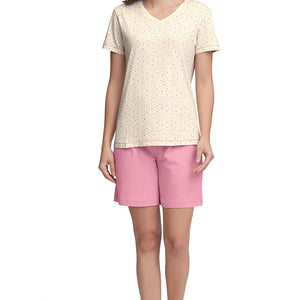 V-Neck Sleep Tee - Ditsy Heart Pr