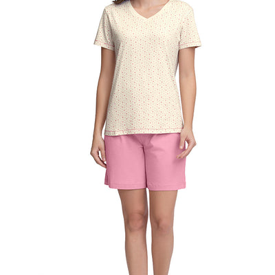 V-Neck Sleep Tee - Ditsy Heart Pr