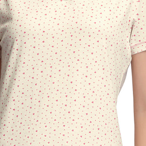 V-Neck Sleep Tee - Ditsy Heart Pr