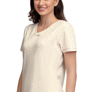 V-Neck Sleep Tee - Ditsy Heart Pr