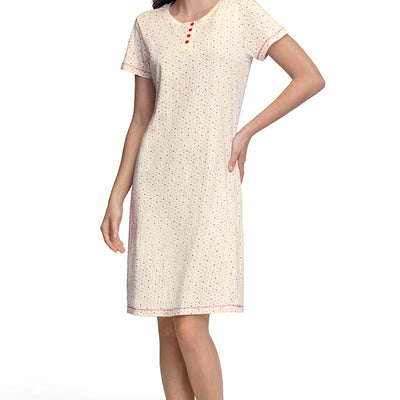 Knee-Length Sleep Dress - Ditsy Heart Pr