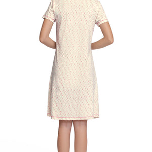Knee-Length Sleep Dress - Ditsy Heart Pr